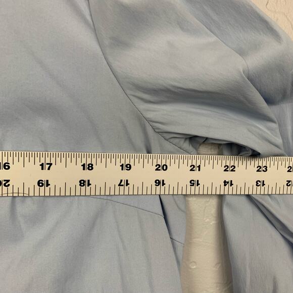 Caroline Constas Blouse Shirt Blue Tatiana Asymmetric Ruffled Cotton Size Large - Picture 9 of 13